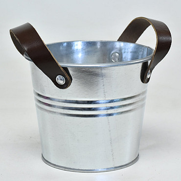 Bucket Leather H14cm Zinc