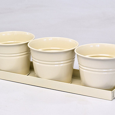 Planter 3pcs H11cm Cream