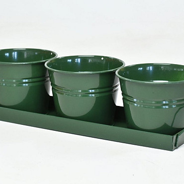 Planter 3pcs H11cm Dark Green