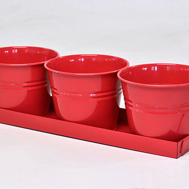 Planter 3pcs H11cm Red