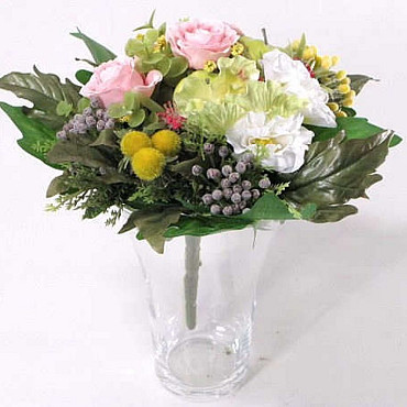 Bouquet Printemps Blanc-Rose 22cm