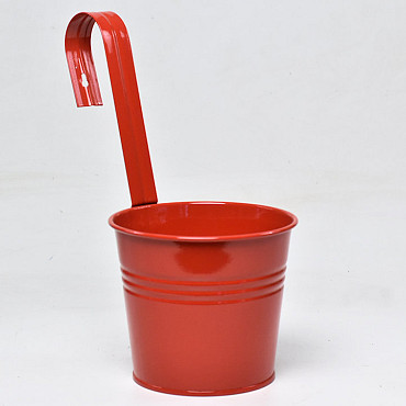 Hanging Planter Zinc H11/H29cm Red