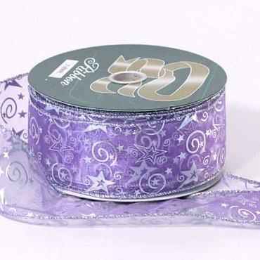 Organza Ribbon purple L1 Star 50mm 25m