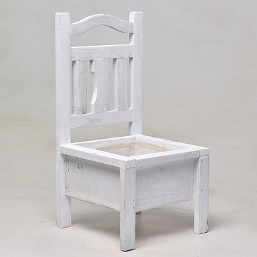 Wooden Chair Planter White H32cm