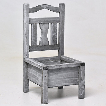 Wooden Chair Planter Grey H32cm