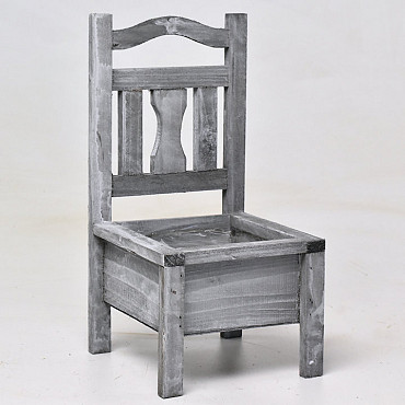 Wooden Chair Planter Grey H32cm