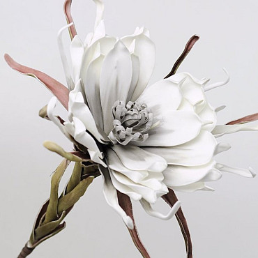 Fleur en mousse 80cm Blanc/Gris