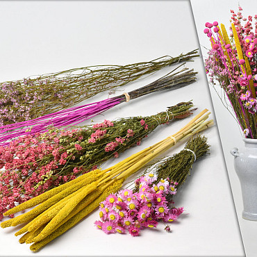 DIY Dried Flower Bouquet XL Pink/Yellow