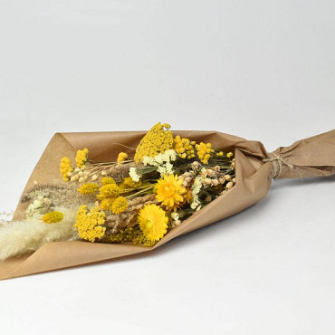 Dried Flower Bouquet Yellow Natural 60cm