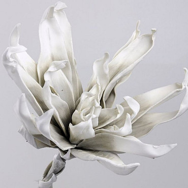 Fleur en mousse Blanc-Gris, D 35cm