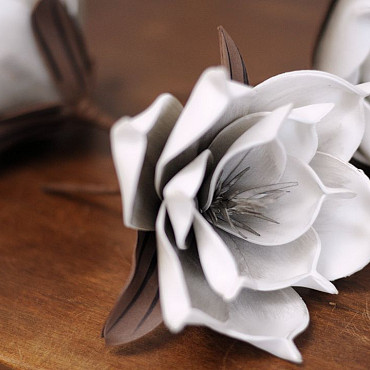 Fleur en mousse Blanc/Gris, D 16cm