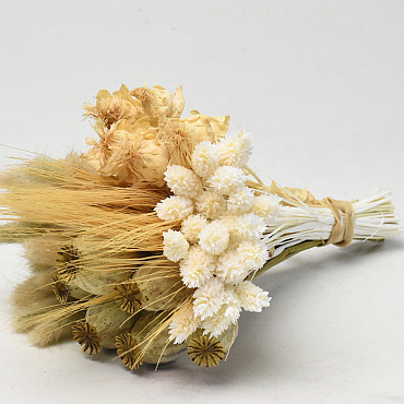 Dried Flower Bouquet White Natural 25cm