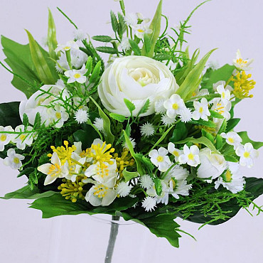 Boeket Ranonkels 21cm Wit