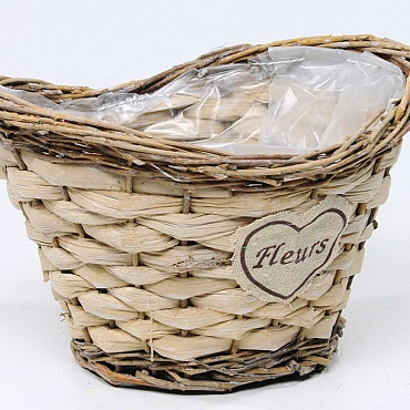 Basket L24cm natural/brown