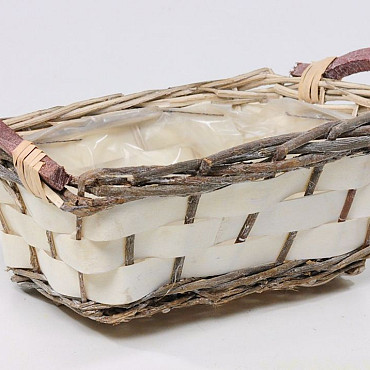 Basket 2tone L26cm white/brown