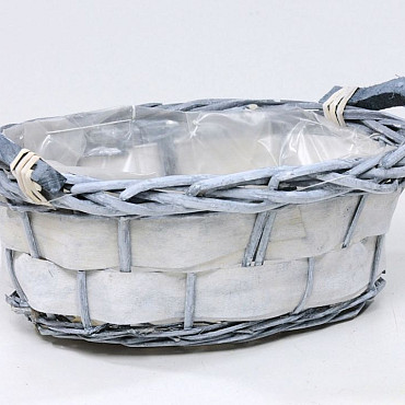 Basket 2-tone L26cm grey/white