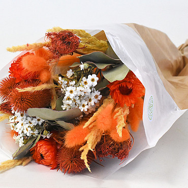 Dried Flower Bouquet Orange 50cm