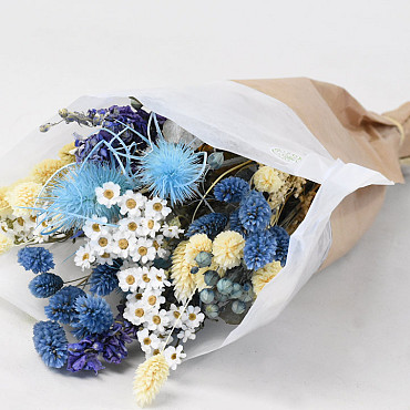 Dried Flower Bouquet light Blue 50cm