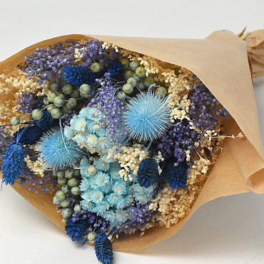 Dried Flower Bouquet Blue 40cm