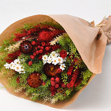 Droogbloemen Boeket Rood 40cm