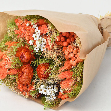 Dried Flower Bouquet Orange 40cm