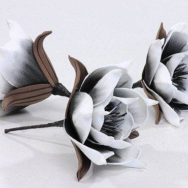 Foam flower 18cm white/charcoal