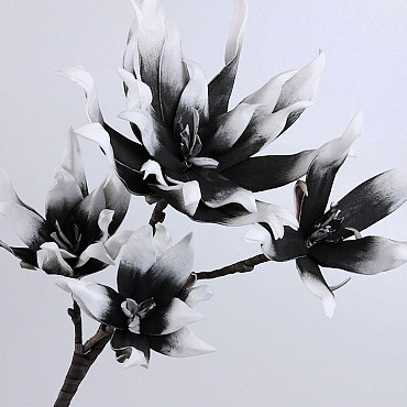 Foam Flower Spray White/Charcoal, D 18/28cm