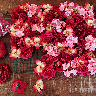 DIY Panneau de fleurs Rouge 80x60cm