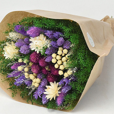 Droogbloemen Boeket Paars 40cm