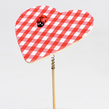 Coeur 6cm sur tige 12cm Rouge