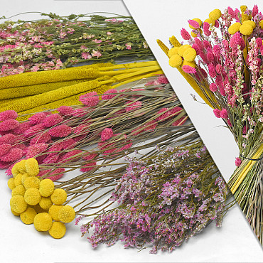 DIY Droogboeket XL Roze/Geel