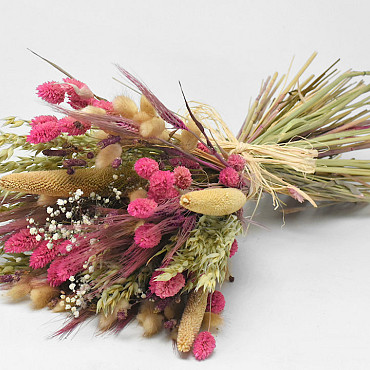Bouquet de Fleurs Séchées Rose/Naturel 55cm