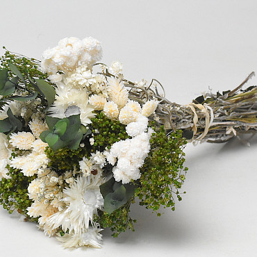 Droog Veldboeket Groen/Wit 40cm