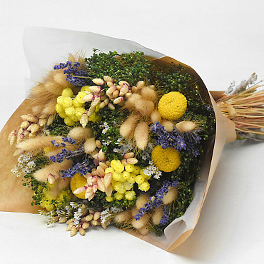 Droogboeket Geel/Groen 40cm