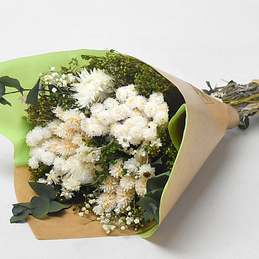 Bouquet séchées Vert/Blanc 40cm