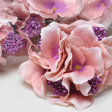 Tête d'Hortensia Rose Artificielle D14cm 