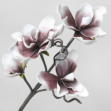 Fleurs en mousse Blanc/Aubergine 70cm 