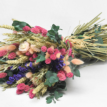 Dried Flower Bouquet Pastel Peach/Green 40cm