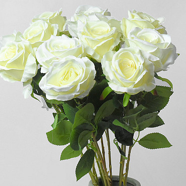 Künstliche Rose Samt Weiß D8cm L62cm