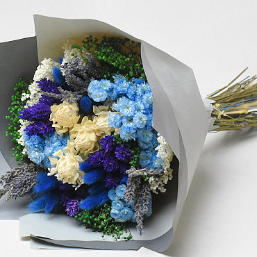 Bouquet de Fleurs Séchées Bleu 40cm