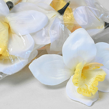 Orchidée Blanc/Jaune artificielle D14cm