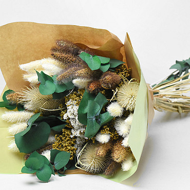 Droogbloemen Boeket Naturel/Wit 40cm