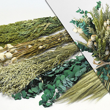 DIY Droogbloemen Boeket Groen/Naturel XL