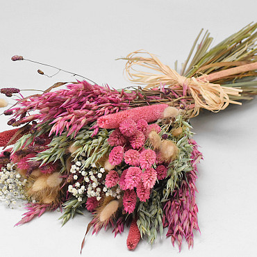 Dried Flower Bouquet Natural/Pink 55cm