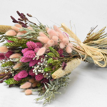 Feldstrauß Grün/Rosa 60cm