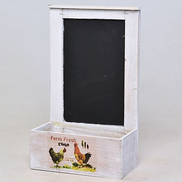 Flowerpot with Blackboard H33cm White
