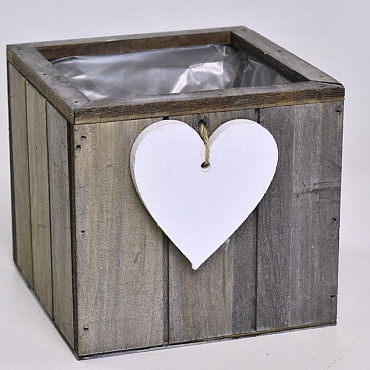 Wooden Box Grey with Heart 