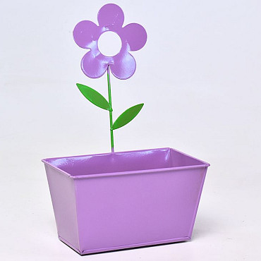 Zinc Pot Flower B17cm Purple