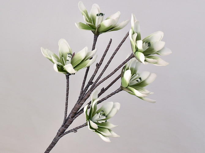 Fleurs en mousse 85cm Blanc/Vert