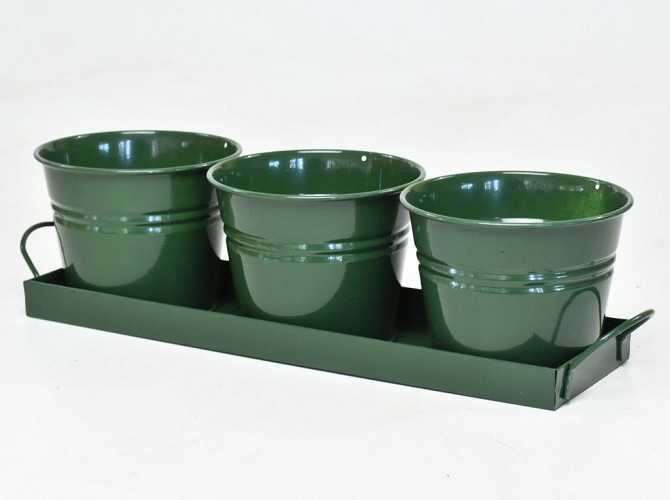 Pflanzer 3St. H11cm Dunkel Grün